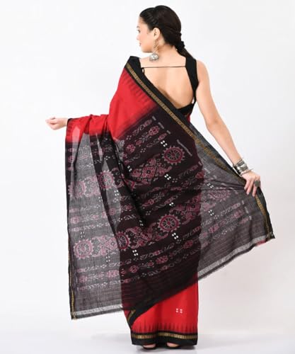 Image of Nuapatna Cotton Saree of Odisha Ikkat Orissa Traditional Handloom Sari | Bomkai | Pata | Nuapatana | sambalpuri saree | khandua patta sare | without Blouse S8
