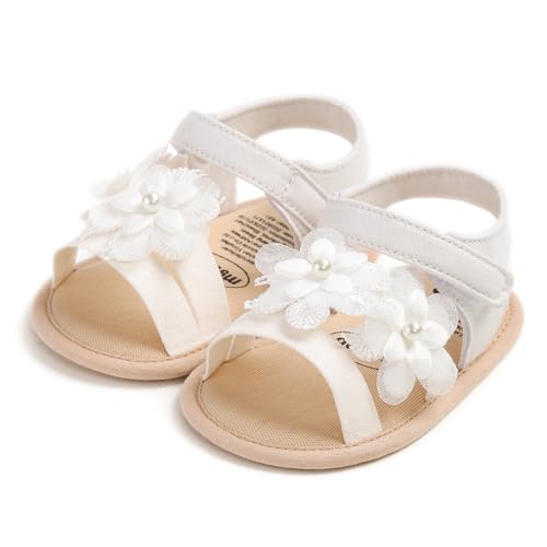 Image of HsdsBebe Baby Girls Sandals Bohemia Flower Bow Soft Sole Toddler First Walkers Beach Summer Shoes