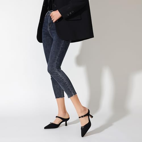 Heeled Sandals for Women Pointed Closed Toe Kitten Heels Comfortable Backless Pumps2