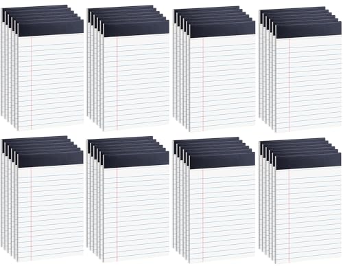 Image of 48 Pack Legal Pads 5 x 8 Inch White Notepads College Ruled Writing Pads | Perforated Memo Pads with Lined Paper for Office, School and Home; Ideal for Notes, Lists, Planning and Daily Writing