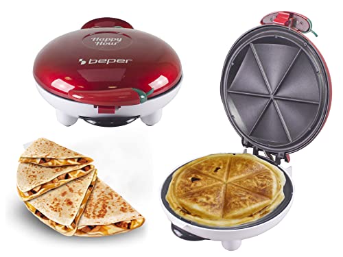 BEPER P101CUD600 Happy Hour Aperitivo Maker-Cocina Quesadilla, Panzerotti, Albóndigas Dulces y Saladas en Pocos Minutos, Plástico, Rojo