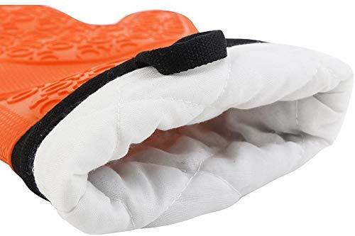 Ofenhandschuhe Aus Silikon – Hitzebeständig, Extra Lang (36 Cm), Rutschfest Mit Wabengriff, 2 Stück Orange