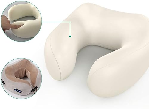 Miniatura 6 de Almohada de viaje, almohada de cuello de espuma viscoelástica, funda cómoda y transpirable, kit de viaje en avión con función de vibración de