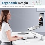 Adjustable Laptop Cooling Stand with 2 Quiet Fans & RGB Lighting, Aluminum Alloy & Foldable Ergonomic Design for MacBook, Lenovo, ASUS, Dell 10-16 Inch, Perfect for Gaming, DJ, Office - Silver