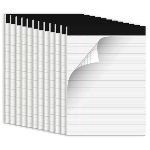 Image of White Legal Pads 8.5 x 11 Notepads, 12 Pack Writing Paper Note Pads 8.5x11 | Perforated Wide Ruled Lined Writing Pads 30 Sheets for Home Office School Work, Legal Notepads Double-Side Printed Per Pad