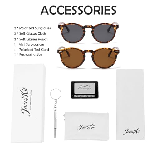 Image of JOVAKIT Vintage Kids Polarized Sunglasses for Girls Boys Age 2-9, Round Sun Glasses for Children UV400 Protection