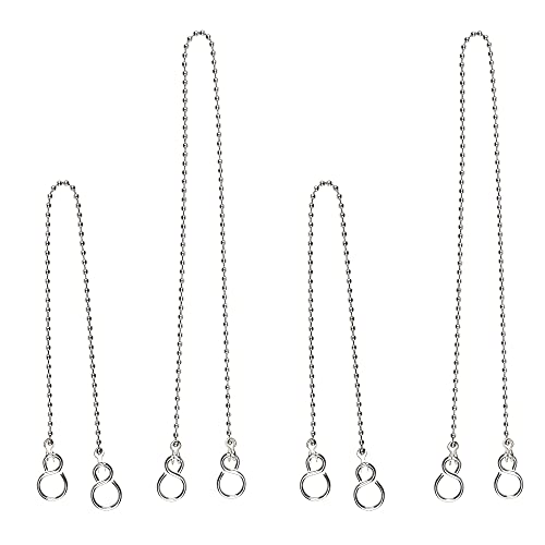 LbsAMP Lot de 4 chaînes à boules pour lavabo - En acier inoxydable 304 - Avec crochet - Pour accessoires de salle de bain - Longueur de la chaîne : 30 cm - 45 cm - Diamètre : 3 mm Cover