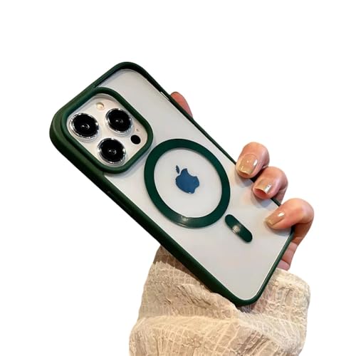 Coque de protection iPhone 14 Plus premium transparente et vert foncé de haute finition