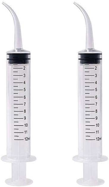 Pack of 2 Hand Feeding Syringe with Curve Tip for Hamsters, Puppy, Birds (Capacity 12 ml) Transparent (Pack of 2)