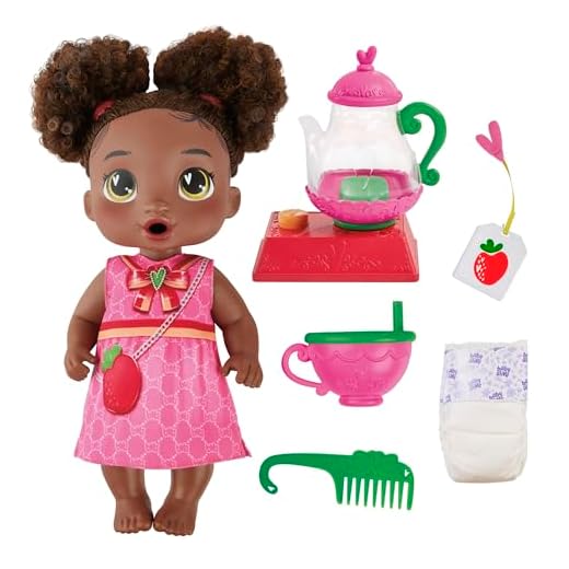 Baby Alive Bubbly Tea Party Berry Boo Doll with Teapot Accessories, Black Hair, 11 Inches, Toys for 3 Year Old Girls and Boys & Up