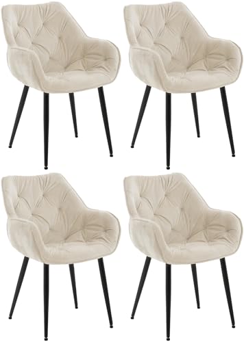 CLP 4er Set Stuhl Tanna Samt I Gesteppter Polsterstuhl I Esszimmerstuhl Mit...