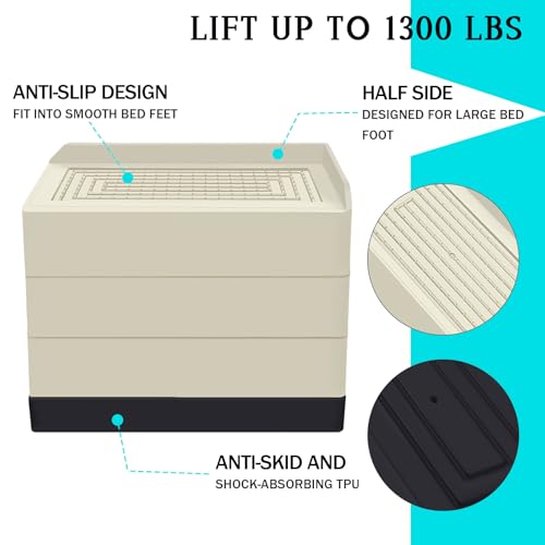 ANNKUT Furniture Risers 4 Inch, Heavy Duty Furniture Elevator in Heights of 1.5, 3 or 4 Inch，Rectangle Raising Blocks for Bed, Couch, Desk, Sofa, Tables,Support Up to 1,300 Lbs (4 Pack-Apricot)