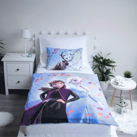Jerry Fabrics F - Parure de lit - Reine des Neiges - Disney - 2 Pieces - Enfant - Housse de Couette - Réversible - 100 x 135 - Taie d'oreiller - 40 x 60 cm Literie - 100% Coton