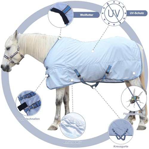Couverture anti-mouches chevaux anti-grattage à sangle croisée