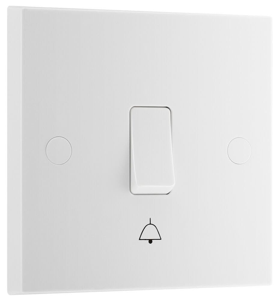 BG Electrical Single Retractive Bell Push Switch, 1 Way, Round Edge, Nexus 900 Series, White Moulded, 10A, 914
