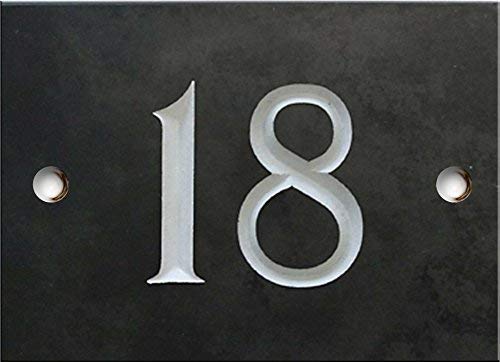 Engraved Slate House Number Sign - 1 to 99 (Select Your Number here) - Number 18 (Same Day Dispatch by 1st Class Post!!!) — image 1