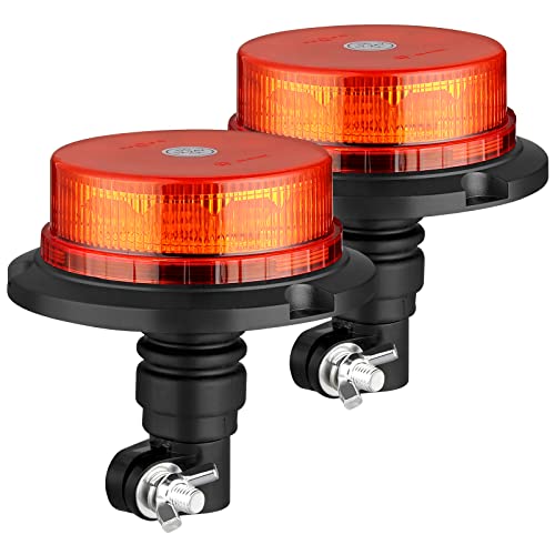 AUTOUTLET 2PCS Gyrophare LED Rotatif Orange 10V-30V Flash Beacon Flexible DIN Pole 12 LED 3 Modes d'Eclairage Etanche Anti-Poussière pour La Police Le Camion de Pompiers l'Ambulance