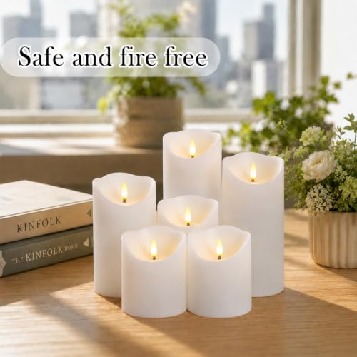 Image of Fo32won Flameless Flickering Candles with Remote Timer, Set of 6 White Led Battery Operated Candles for Home Decor Xmas Halloween (D3 x H3 3 inch 4 inch 5 inch 6 inch 7 inch)