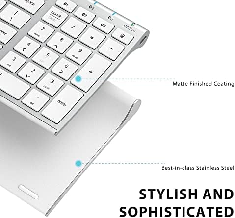 iClever BK10 Bluetooth Keyboard, Universal Bluetooth 5.1 Wireless Keyboard with Number Pad, Ergonomic Design, Multi-Device Compatibility, Stable Connection for Mac, iPad, iPhone, Android, Windows - 3