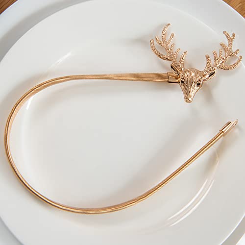 Lot de 2 embrasses de rideaux en forme de tête d'élan avec tête de cerf - Pour la maison et le bureau - Doré