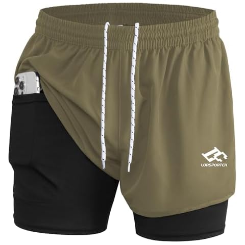 LORSPORTCH Men's 2-in-1 Running Shorts with Pockets Cover