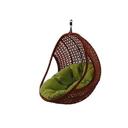 VIRASAT FURNITURE & FURNISHING Patio Single Seater Hanging Swing Chair for Balcony, Garden , Outdoor with Connectors (Light Brown)