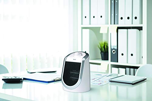 EWT Keramische ventilatorkachel DDF 250 W, compact tafelapparaat met USB-poort en thermostaat, oplaadfunctie voor smartphone, verwarming met ledverlichting, traploos instelbaar, 250 W, wit - Afbeelding 6
