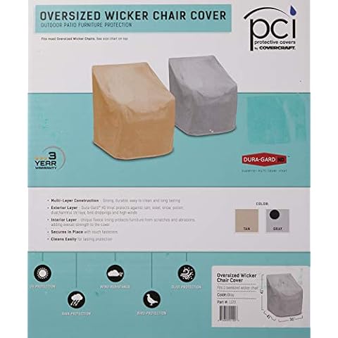 Protective Covers Weatherproof Wicker Chair Cover, Large, Gray - 1120 Cover
