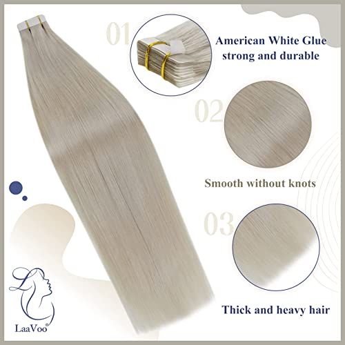 22 Inch Platinum Blonde Tape In Hair Extensions 20Pcs 50G #TOP1