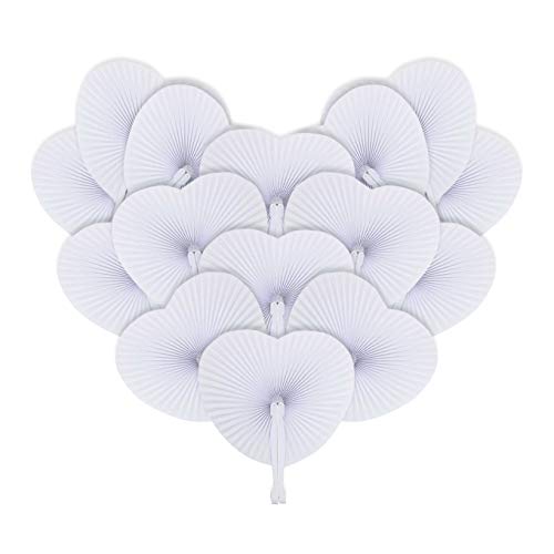 iZoeL Fächer Hochzeit 60 Stück Handfächer Weiß Hochzeitsfächer Faltfächer Herz Hochzeit Gäste...