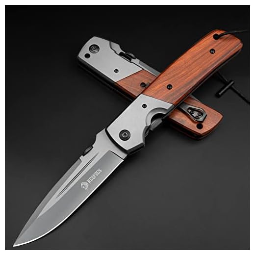 NedFoss Huge Pocket Knife for Men, 11'' Hunting Folding Knife with Wood Handle, 5'' Large Blade with Titanium Plated, Fishing Hiking Survival Knife, with Safety Liner Lock and Belt Clip (DA52)