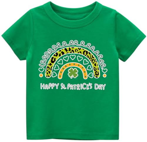 Kids Boy Girl's St Patricks Shirt Outfits Clothes Tops Heart Clover Shamrock Green Kids Raglen Short Sleeve GreenTshirt 10T