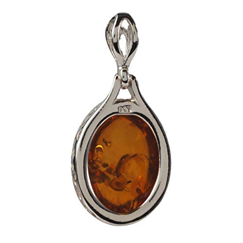 HolidayGiftShops Amber Jewelry for Women - Sterling Silver and Baltic Honey Oval Amber Pendant, Includes 925 Sterling Silver Chain - Sterling Silver Jewelry Collection, made in Poland4