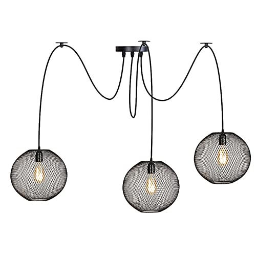 Lampe araignée de plafond réglable à faire soi-même en métal rétro noir