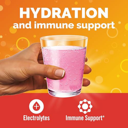 Image of Emergen-C Hydration+ Sports Electrolyte Replacement Sports Drink Mix Powder with Vitamin C, Raspberry Splash Flavor, Back to School Essentials - 18 - 0.33 oz On The Go Packets
