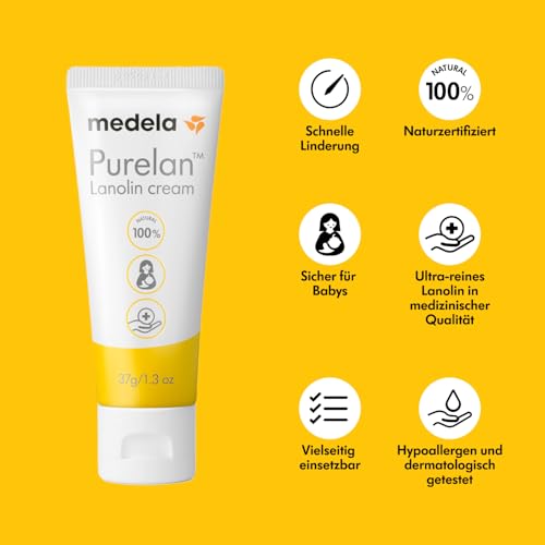 Medela Purelan Lanolin Brustwarzensalbe 37 g – Schnelle Linderung bei beanspruchten Brustwarzen und trockener Haut 3