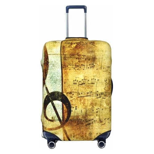 Beige Music Musical Note Luggage Cover for Suitcase, Suitcase Cover Protector Fit 25-28 Inch Luggage Travel Accessories, L