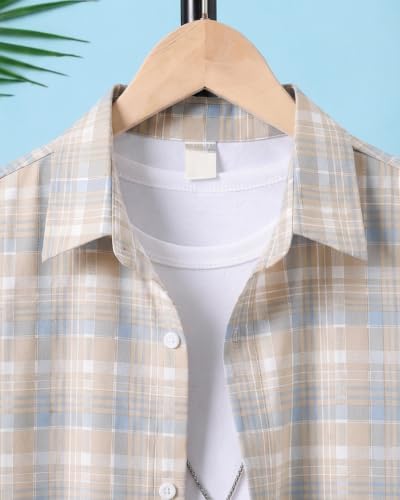 Image of TAGAS Boys Checkered Shirt | Kids Plaid Casual Shirts | Short Sleeve Regular wear Clothes for Boys | Stylish Summer, Party, Holiday, Beach