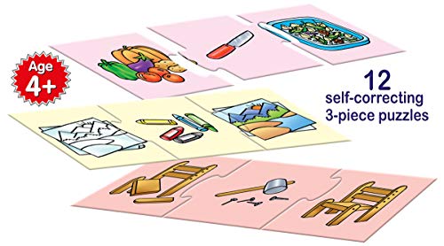 Frank Before & After (36 Pieces) 12 Self-Correcting 3 Pcs Puzzle-Early Learner Educational Jigsaw Puzzles Set with Images for Kids 4 Years and Above - Educational Toys and Games - 10348