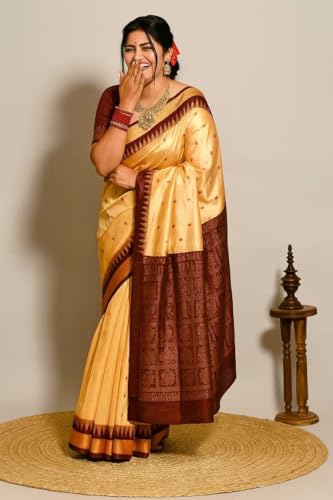 Image of NEW COLLECTION Women's Odisha Handloom Sambalpuri Pata Saree Temple Border Pasapalli Bomkai Buti Boyanika Design Saree Banarasi Soft Papa Silk Simple Ethnic Orissa Sari with Blouse Piece