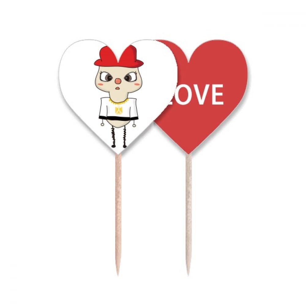Cure-dents drapeau Égypte Love Heart pour buffet de fête à thème