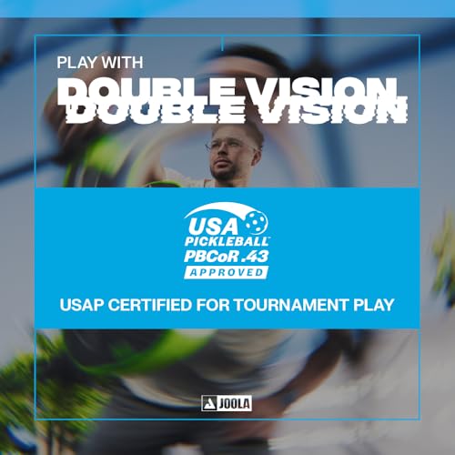 Image of JOOLA Double Vision 16mm Pickleball Paddle - Signature and Standard Shape - Aramid Surface for Softer Responsive Touch - SK Film for Reduce Vibration - USAP Approved - NFC Chip Enabled
