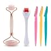 Derma Roller Massager Natural Jade Roller Eyebrow Razor - Instant Reduce Puffiness and Wrinkles - For luminous, youthfully and vibrant looking - Smooth Facial Shave with Precision