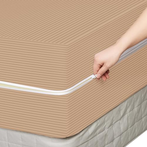 Image of BSB HOME Premium Cotton Mattress Cover /Protector with Zipper Chain|Provides All Around Protection with 360 Encasing |Diwan- 48 x 72 inches (4 x 6 ft) - Pack of 1 -Beige