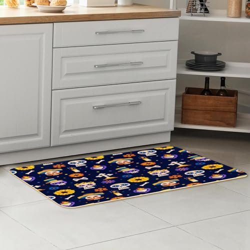 Alfombrillas de cocina absorbentes para pasillo y cuarto de lavado con calaveras 7