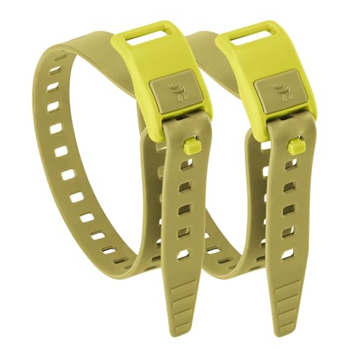QUNATURE 2-Pack TPU 18 Tie-Down Utility Straps with 8-Figure Design Heavy-Duty 220 lb Load Adjustable for Bike Moto Skis & Outdoor Gear No Scratch Temperature Resistant Olive Green
