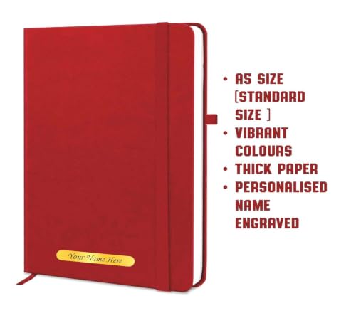 Image of Personalized Diary, Metal Pen & Keychain Set | Size A5-192 Page Writing Journal | Engraved Gift Set for Office, Corporate Events, Diwali, Christmas & Special Occasions | Bestsellers | Perfect For Corporate Gifting (Red)