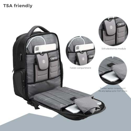 Image of Swissdigital Design Men's Laptop Backpack with Apple Find My, Business Travel Backpack with USB Charging Port and RFID Protection, Work Backpack Fits 15.6 inches Computer,Black| SD16959508F-01