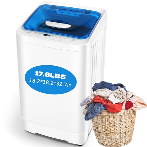 Nictemaw Portable Washing Machine, 17.8Lbs Capacity Portable Washer with 8 Programs 3 Water Temps 3 Water Levels, 2.3 Cu.ft Full-Automatic Compact Washer with Drain Pump for Apartment, Dorms, RV