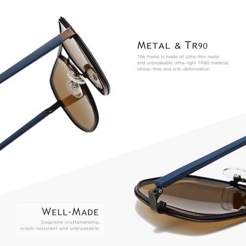 Image of SUNGAIT Polygon Aviator Sunglasses for Men Polarized Trendy Square Sun Glasses Retro Pilot Shades UV Protection